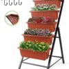 4Ft Planter Box 5-Tiers Vertical Raised Garden Bed with Drain for Patio Vegetables, Flowers Herb, 26