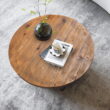 Greenage Old Pine Wood Round Coffee Table-27.6