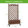 Best Choice Products 60in Mobile Wood Planter Box & Diamond Lattice Trellis, w/ Drainage Holes, Optional Wheels - Walnut