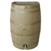 RTS Home Accents Polyethylene 50 Gallon Flat Back Brass Spigot Rain Barrel, Oak Color