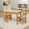Melissa & Doug Solid Wood Table and 2 Chairs Set - Light Finish Furniture for Playroom
