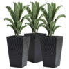Outsunny Set of 3 Tall Planters, Outdoor & Indoor Flower Pot Set for Front Door, Entryway, Patio and Deck, Black
