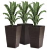 Outsunny Set of 3 Tall Planters, Outdoor & Indoor Flower Pot Set for Front Door, Entryway, Patio and Deck, Brown