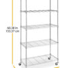 Whitmor Supreme 5-Tier Cart - Rolling Utility Organizer - Chrome - 14.25" x 30.125" x 60.375"