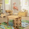 Melissa & Doug Solid Wood Table and 2 Chairs Set - Light Finish Furniture for Playroom