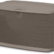 Rubbermaid Medium Resin Weather Resistant Outdoor Storage Deck Box 72.6 Gal. Putty/Canteen Brown for Garden/Backyard/Home/Pool