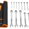 WEN 16-Piece Professional-Grade Ratcheting Metric Combination Wrench Set with Storage Pouch