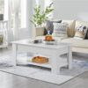 SMILE MART Modern 47.5" Wood Lift Top Coffee Table with Lower Shelf, White SMILE MART Modern 47.5" Wood Lift Top Coffee Table with Lower Shelf, White