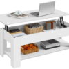 SMILE MART Modern 47.5" Wood Lift Top Coffee Table with Lower Shelf, White SMILE MART Modern 47.5" Wood Lift Top Coffee Table with Lower Shelf, White