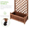 Best Choice Products 60in Mobile Wood Planter Box & Diamond Lattice Trellis, w/ Drainage Holes, Optional Wheels - Walnut