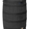 Good Ideas Rain Wizard 50 Gallon Plastic Rain Barrel Water Collector with Brass Spigot, Black