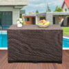 Waroom 150gal Outdoor Wicker Storage Box, Water-Resistant Deck Bin for Garden, Brown