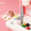 Kitchen Set for Kids 45 Pcs Pretend Play Cook, Sink, Light, Sound, Cutting Food, Steam and Water Features, by VALESSATI