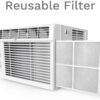 hOmeLabs 5000 BTU Window Mounted Air Conditioner - 7-Speed Window AC Unit Small Quiet Mechanical Controls 2 Cool and Fan Settings with Installation Kit Leaf Guards Washable Filter - Indoor Room AC