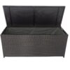 Seizeen Rattan Outdoor Storage Box, XL Wicker Deck Box & Cushion Storage Container, Waterproof Pool Box for Pool Accessories, 113 Gallon Patio Storage Box W/Inner Liner, Black