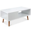 Best Choice Products Wooden Mid-Century Modern Coffee Accent Table Furniture w/ Open Storage Shelf - White/Brown