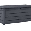 Keter Brightwood Outdoor Plastic Deck Box, All-Weather Resin Storage, 120 Gal, Anthracite Gray