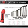 ABN Metric Wrenches Set - 16 Piece Small Metric Wrench Set 6mm to 32mm Metric Combination Wrench Set with Roll Up Pouch
