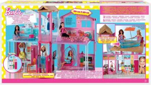 Barbie Doll House, 3-Story Townhouse with 4 Rooms & Rooftop Lounge, Furniture & Accessories Including Swinging Chair