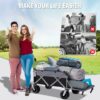 Beach Wagon with Big Wheels & Brake 180L Heavy Duty Collapsible Wagon Cart Utility with Extending Tailgate for Sand Camping Pets Outdoor Garden Works Shopping
