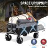 Beach Wagon with Big Wheels & Brake 180L Heavy Duty Collapsible Wagon Cart Utility with Extending Tailgate for Sand Camping Pets Outdoor Garden Works Shopping
