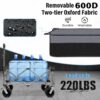 Beach Wagon with Big Wheels & Brake 180L Heavy Duty Collapsible Wagon Cart Utility with Extending Tailgate for Sand Camping Pets Outdoor Garden Works Shopping