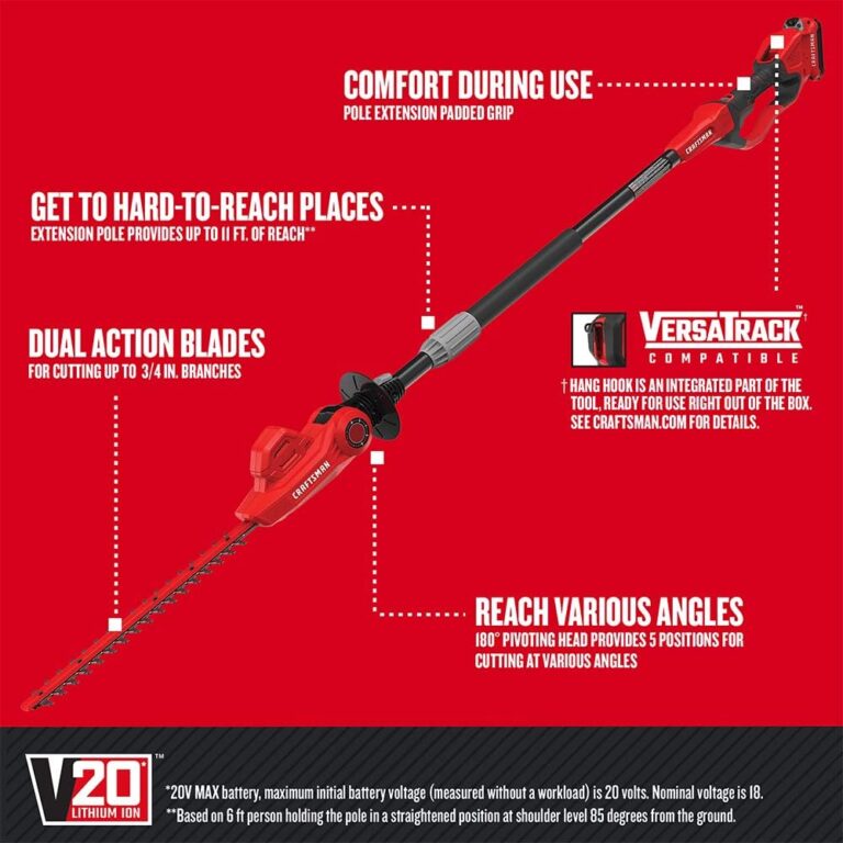 CRAFTSMAN V20 Cordless Pole Hedge Trimmer, 18-Inch, Extended Reach ...