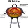 Charcoal Grill 18 inch Barbecue Grill with Waterproof Grill Cover for Outdoor Courtyard Picnic Camping Tailgating BBQ Kettle