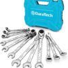 DURATECH 12-Piece Flex-Head Ratcheting Combination Wrench Set, 72-Tooth, Metric, 8-19mm, Cr-v Steel, Organized in Storage Case