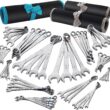 DURATECH 52-Piece Combination Wrench Set, 32PCS Combo Wrench Set & 20PCS Stubby Wrench Set, SAE & Metric, CR-V Steel, with Rolling Pouch
