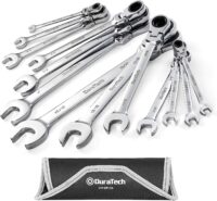 DURATECH Flex-Head Ratcheting Combination Wrench Set, SAE, 13-piece, 5/16'' to 1'', CR-V Steel, with Rolling Pouch