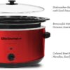 Elite Gourmet MST-900RXT Electric Ceramic XL Jumbo Slow Cooker, Adjustable Temp, Entrees, Sauces, Stews & Dips, Dishwasher Safe Glass Lid & Crock, 8.5 Quart, Metallic Red
