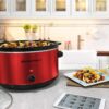 Elite Gourmet MST-900RXT Electric Ceramic XL Jumbo Slow Cooker, Adjustable Temp, Entrees, Sauces, Stews & Dips, Dishwasher Safe Glass Lid & Crock, 8.5 Quart, Metallic Red
