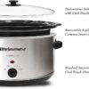 Elite Gourmet Stainless Steel Slow Cooker, Dishwasher-Safe with Tempered Glass Lid, Cool-Touch Handles, Removable Stoneware Pot, 8.5 Quart,MST-900V