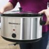 Elite Gourmet Stainless Steel Slow Cooker, Dishwasher-Safe with Tempered Glass Lid, Cool-Touch Handles, Removable Stoneware Pot, 8.5 Quart,MST-900V