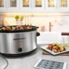Elite Gourmet Stainless Steel Slow Cooker, Dishwasher-Safe with Tempered Glass Lid, Cool-Touch Handles, Removable Stoneware Pot, 8.5 Quart,MST-900V