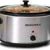Elite Gourmet Stainless Steel Slow Cooker, Dishwasher-Safe with Tempered Glass Lid, Cool-Touch Handles, Removable Stoneware Pot, 8.5 Quart,MST-900V