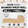 Elvissmart Bamboo Toilet Paper, 36 Mega Rolls=108 Regular Rolls, 200 Bath Tissue/Roll, 3 Packs of 12 Rolls