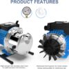 FOTING 1.6 HP Shallow Well Pump, 1215 GPH Portable Garden Pump, Stainless Steel Water Transfer Household Draining Irrigation Pump for Lawn Farm FOTING 1.6 HP Shallow Well Pump, 1215 GPH Portable Garden Pump, Stainless Steel Water Transfer Household Draining Irrigation Pump for Lawn Farm