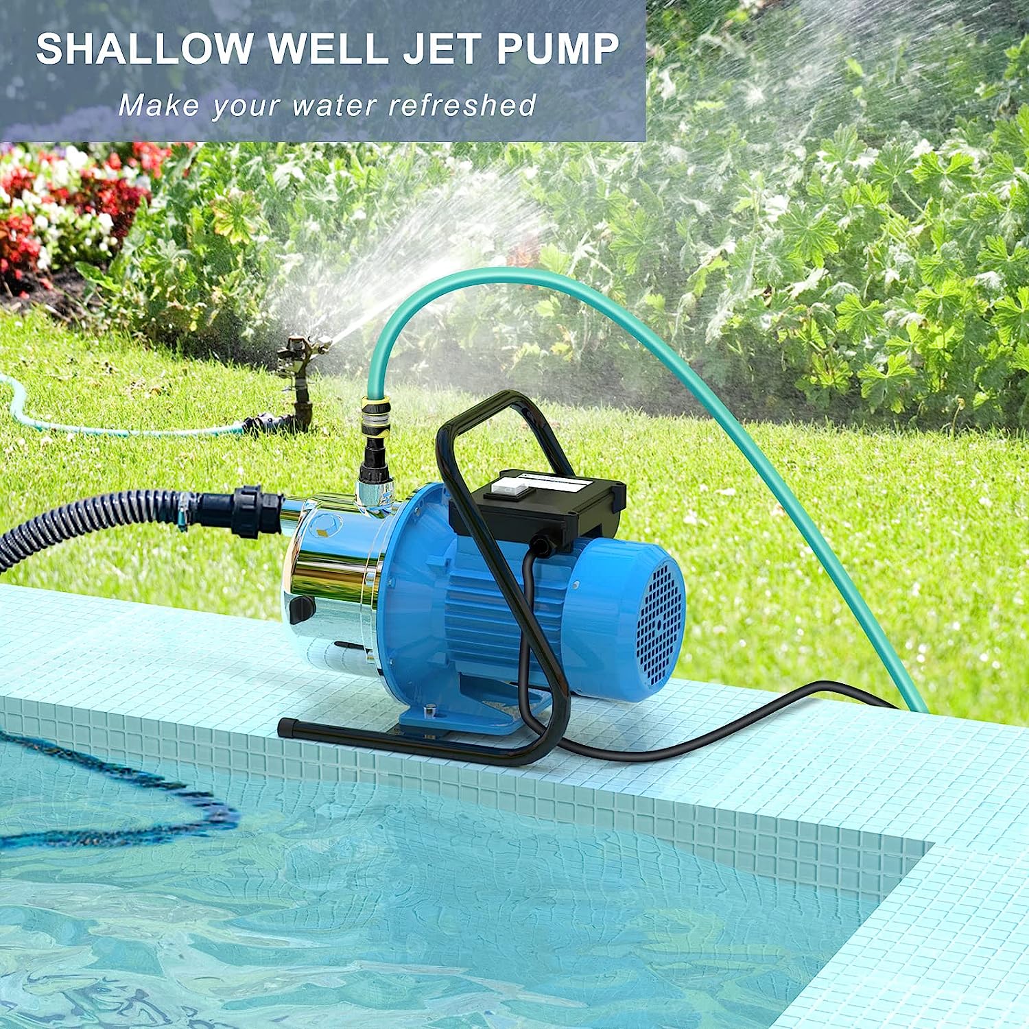 Stainless Steel Electronic Portable Shallow Well Pump Booster Pump Lawn  Sprinkling Pump Home Garden Water Pump (1.6HP)