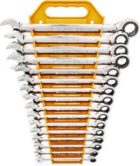 GEARWRENCH 16 Pc. Ratcheting Combination Wrench Set with Tray, Metric - 9416