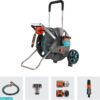 Gardena 18522-80 Frost Proof Hose Cart with Hose Guide, Includes 82 ft ½” Hose, 5 ft Connection Hose, Nozzle, and Adapters, Holds 328 ft ½” Hose, Durable Construction Gardena 18522-80 Frost Proof Hose Cart with Hose Guide, Includes 82 ft ½” Hose, 5 ft Connection Hose, Nozzle, and Adapters, Holds 328 ft ½” Hose, Durable Construction