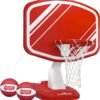 GoSports Splash Hoop Swimming Pool Basketball Game, Includes Poolside Water Basketball Hoop, 2 Balls and Pump, Red