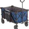 Gorilla Carts 7 Cubic Feet Foldable Collapsible Durable All Terrain Utility Pull Beach Wagon with Oversized Bed and Built in Cup Holders, Blue