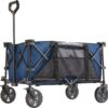 Gorilla Carts 7 Cubic Feet Foldable Collapsible Durable All Terrain Utility Pull Beach Wagon with Oversized Bed and Built in Cup Holders, Blue Gorilla Carts 7 Cubic Feet Foldable Collapsible Durable All Terrain Utility Pull Beach Wagon with Oversized Bed and Built in Cup Holders, Blue