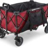 Gorilla Carts 7 Cubic Feet Foldable Collapsible Durable All Terrain Utility Pull Beach Wagon with Oversized Bed and Built in Cup Holders, Red