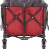 Gorilla Carts 7 Cubic Feet Foldable Collapsible Durable All Terrain Utility Pull Beach Wagon with Oversized Bed and Built in Cup Holders, Red