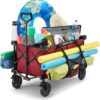 Gorilla Carts 7 Cubic Feet Foldable Collapsible Durable All Terrain Utility Pull Beach Wagon with Oversized Bed and Built in Cup Holders, Red