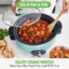 GreenLife Cook Duo Healthy Ceramic Nonstick Programmable 6 Quart Family-Sized Slow Cooker, PFAS-Free, Removable Lid and Pot, Digital Timer, Dishwasher Safe Parts, Turquoise