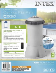 INTEX 28603EG C530 Krystal Clear Cartridge Filter Pump for Above Ground Pools: 530 GPH Pump Flow Rate